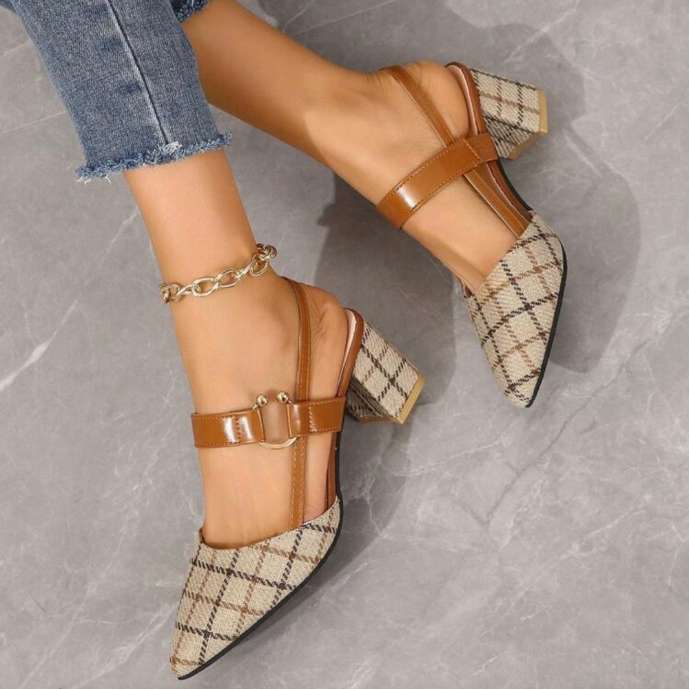 Plaid Slingback Heels